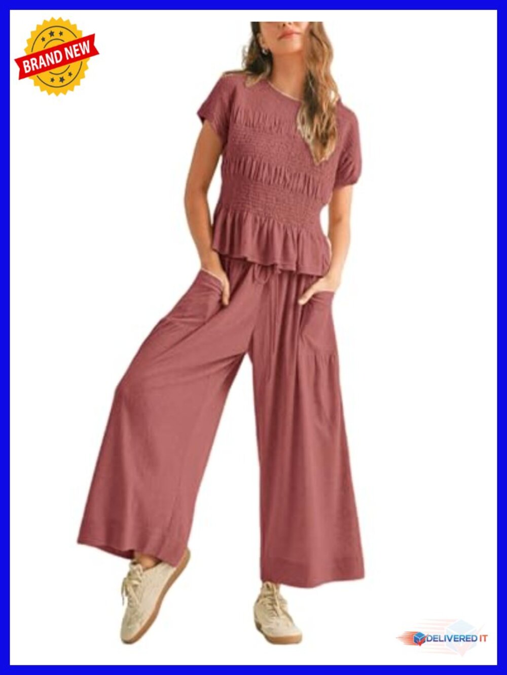 Womens Lounge Outfit with Pockets Casual Boho Matching Set